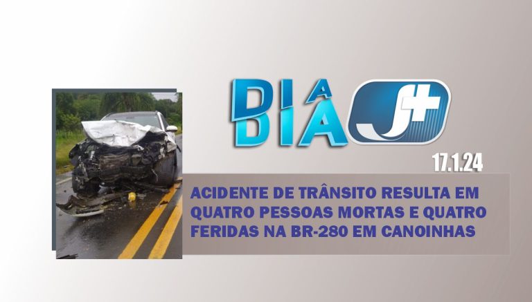 Acidente de trânsito resulta em quatro pessoas mortas e quatro feridas na BR-280 em Canoinhas