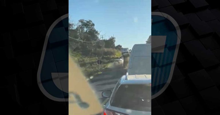 Vídeo mostra momento exato em que veículo bate em viatura da PRF durante fuga na BR 280